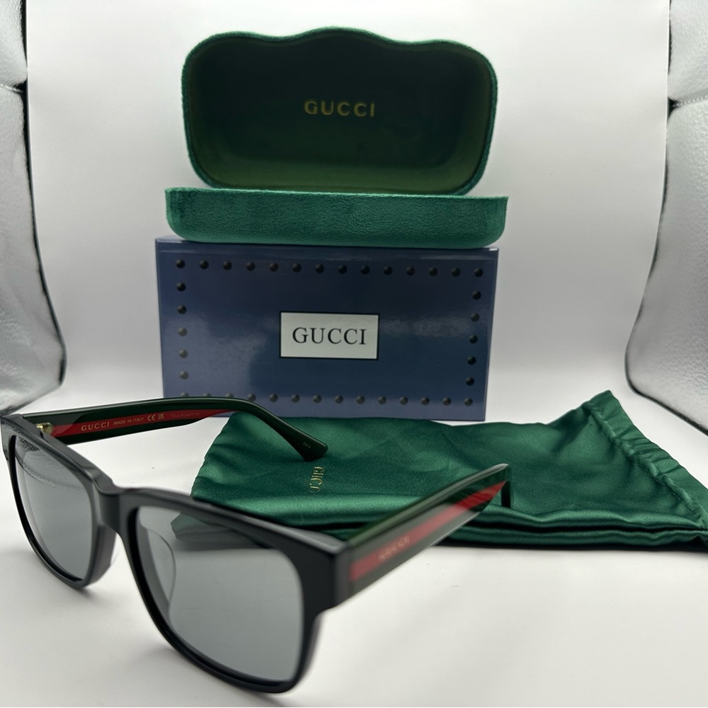 NEW GUCCI GG0340S 006 BLACK/MULTICOLOR GREY MENS SUNGLASSES - Picture 9 of 10